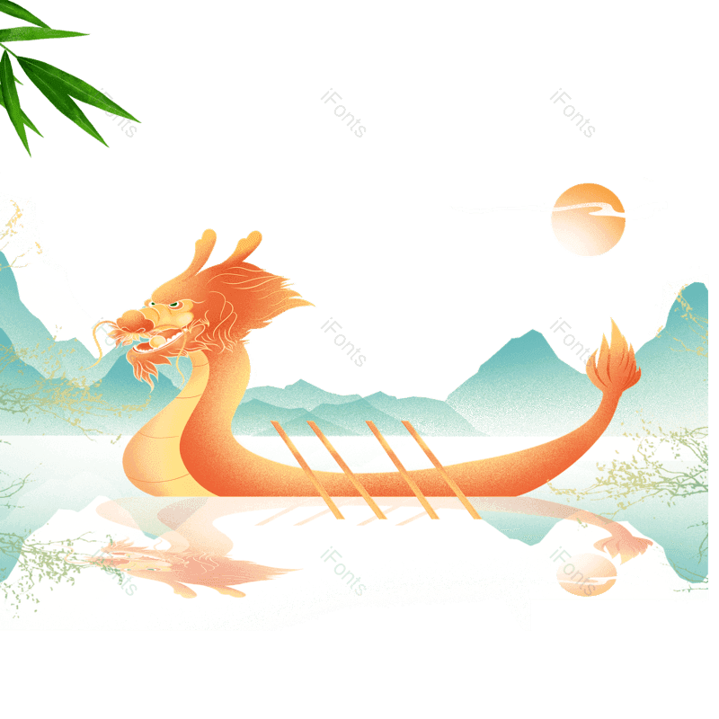 插画图片,端午节元素,龙舟PNG,免抠素材